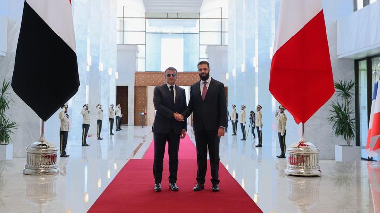 Suriye Cumhurbaşkanı Şara, Fransa Cumhurbaşkanı Macron ile görüştü