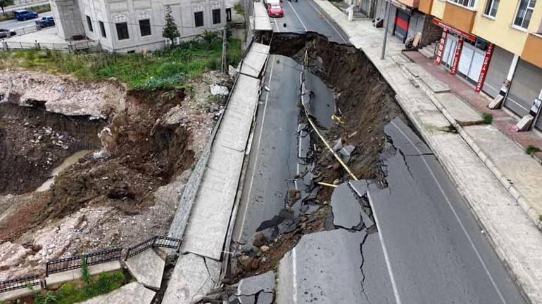Rize’de çöken yolda önlem