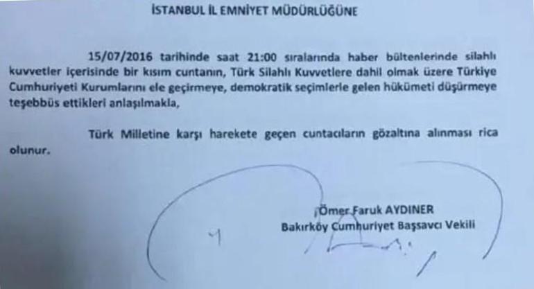 15 Temmuz gecesi ilk gözaltı talimatlarını veren dönemin başsavcıvekili Aydıner, yaşananları anlattı