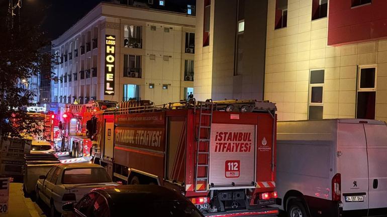 Esenyurtta otel yangını; mahsur kalanlar merdivenle tahliye edildi