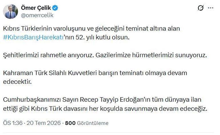 AK Partili Çelik: Kıbrıs Türk davasını her koşulda savunmaya devam edeceğiz