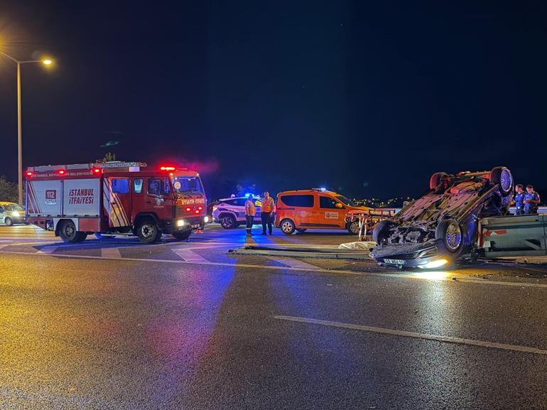 Beykoz’da minibüse çarpan otomobil takla atıp bariyerlere saplandı: 1 ölü, 2 yaralı