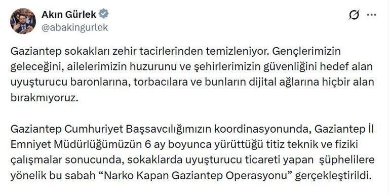 Gaziantep merkezli 14 ilde Narko Kapan operasyonu; 382 gözaltı
