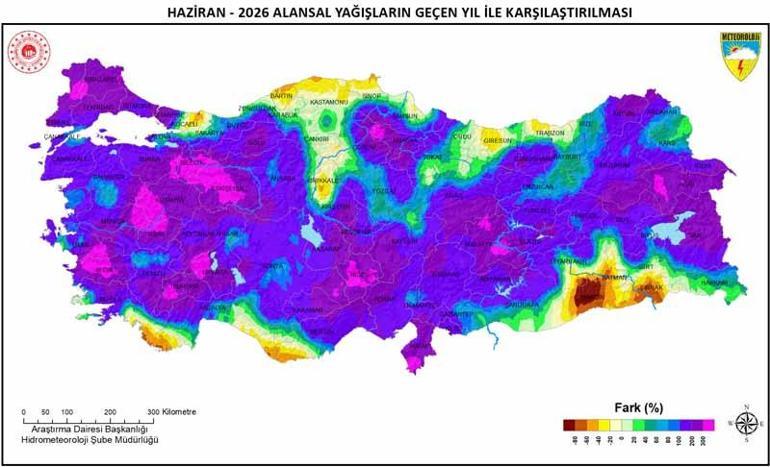 Haziran yağışlarında yüzde 90lık rekor artış