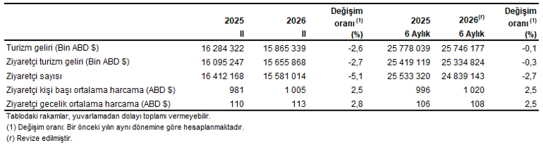 TÜİK: Turizm geliri 2nci çeyrekte azaldı