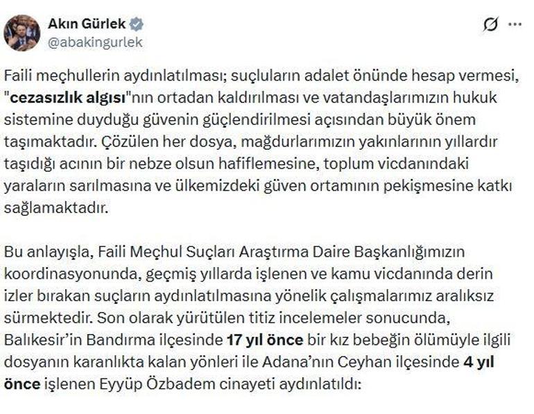Balıkesirdeki bebeğin ölümü 17, Adanadaki cinayet 4 yıl sonra aydınlatıldı