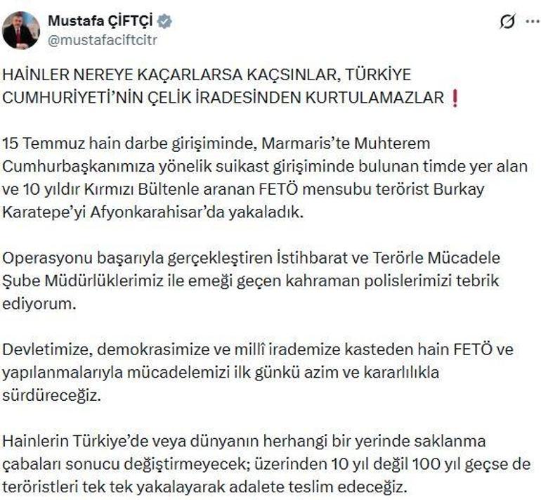 Bakan Çiftçi: FETÖ ile mücadelemizi ilk günkü azimle sürdüreceğiz