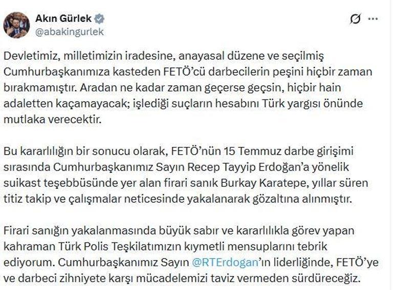 Bakan Gürlek: Hiçbir hain adaletten kaçamayacak