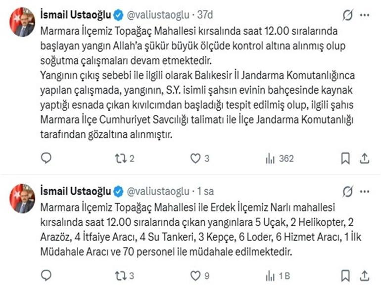 Marmara Adası’nda orman yangını