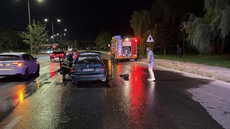 Eskişehir’de seyir halinde alev alan otomobilin sürücüsü yaralandı
