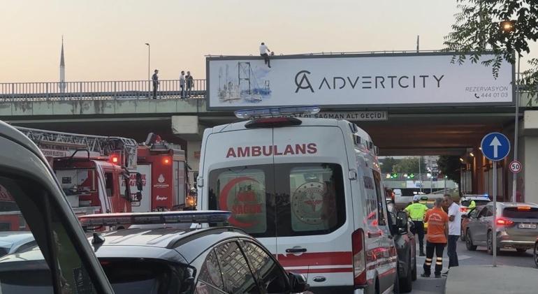 Şişli’de üst geçide çıktı müzakereci polis tarafından ikna edilerek aşağı indirildi