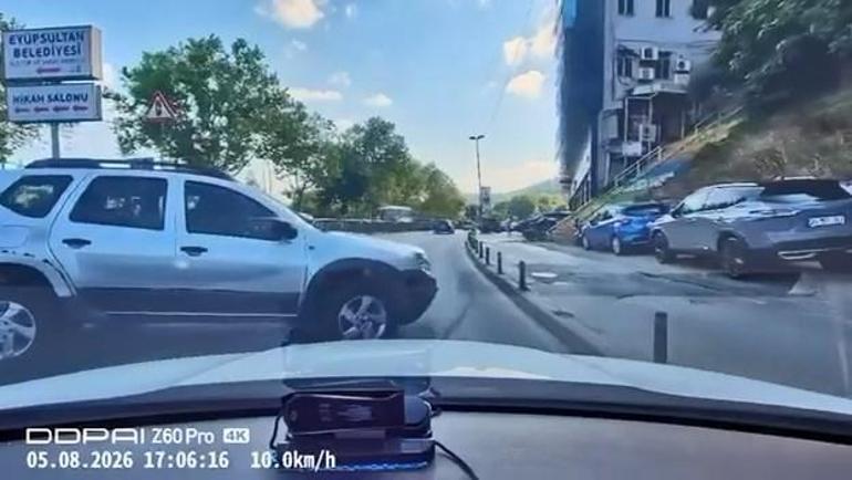 Eyüpsultanda trafikte tartıştığı sürücünün önünü kesti: Canım burnumda, kafanı keserim