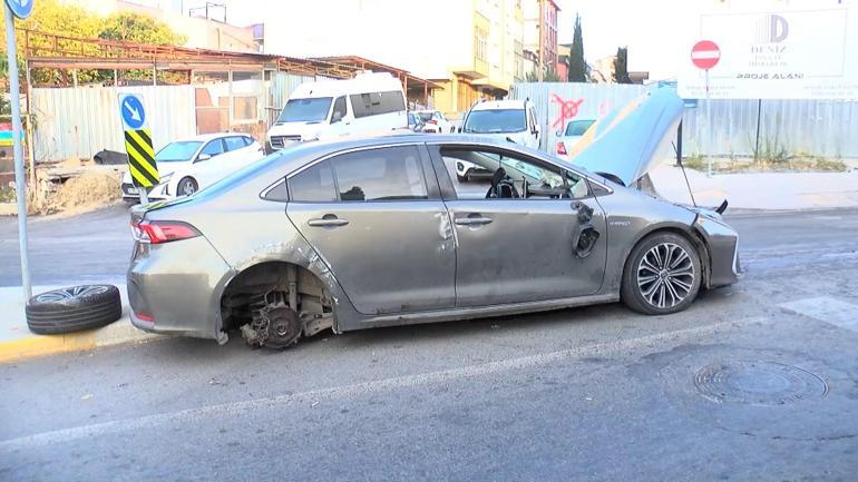 Kartal’da otomobil, park halindeki 3 araca çarptı: 2 yaralı