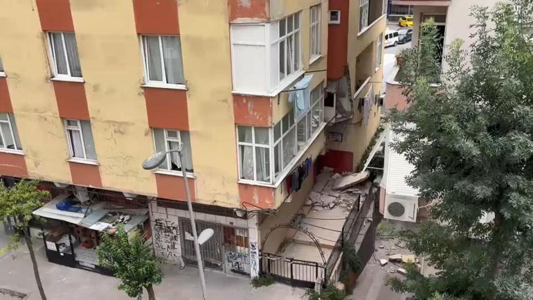 Güngören’de balkonu çöken 5 katlı bina tahliye edildi: Ses geldi bir baktık ki ortalık toz duman olmuş