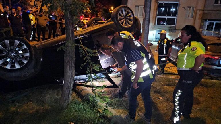 Otomobilin takla attığı kazada, kopan parmağı dakikalarca arandı