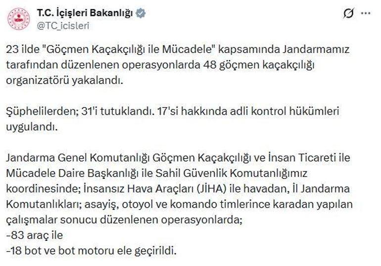 23 ilde göçmen kaçakçılığı operasyonu: 31 tutuklama