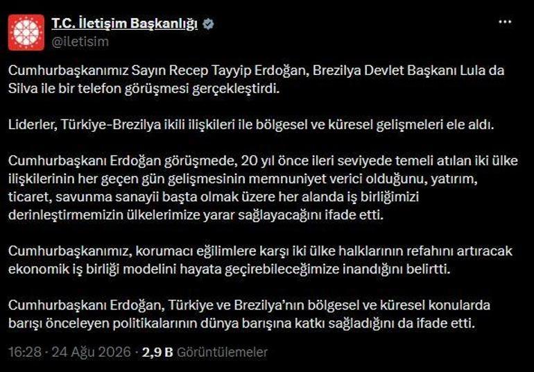 Cumhurbaşkanı Erdoğan, Brezilya Devlet Başkanı Silva ile görüştü