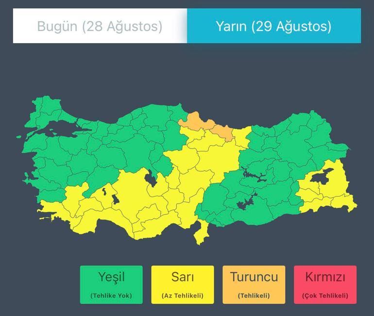 İçişleri Bakanlığından 28-29 Ağustos tarihleri için sağanak uyarısı