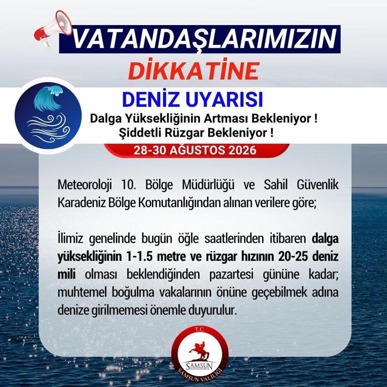 Samsun’da ‘denize girmeyin’ uyarısı