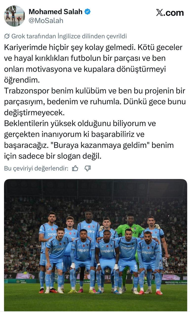 Mohamed Salah’tan Trabzonspor mesajı: Buraya kazanmaya geldim