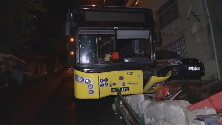 Sarıyerde İETT otobüsü bariyere çarptı