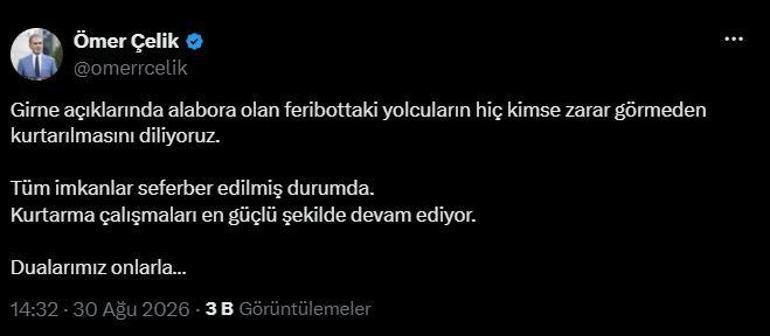 Ömer Çelik: Girnede kurtarma çalışmaları en güçlü şekilde devam ediyor