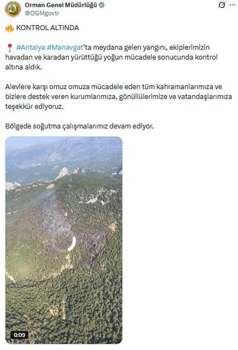 Antalyadaki orman yangını, 22 saatte kontrol altına alındı