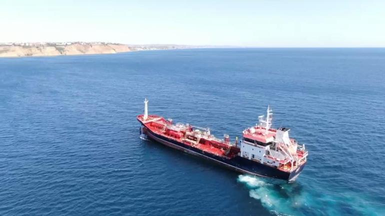 Silivri açıklarında kazaya karışan ALSU isimli gemi havadan görüntülendi