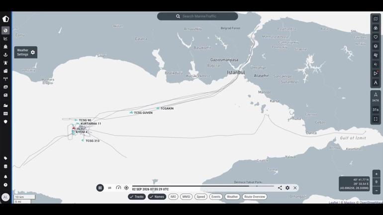 Silivri açıklarındaki gemi kazasının ardından bölgedeki kurtarma çalışmalarına ilişkin trafik görüntüleri ortaya çıktı