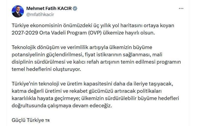 Bakan Kacır: Ülkemizin sürdürülebilir büyüme hedefleri doğrultusunda çalışmaya devam edeceğiz