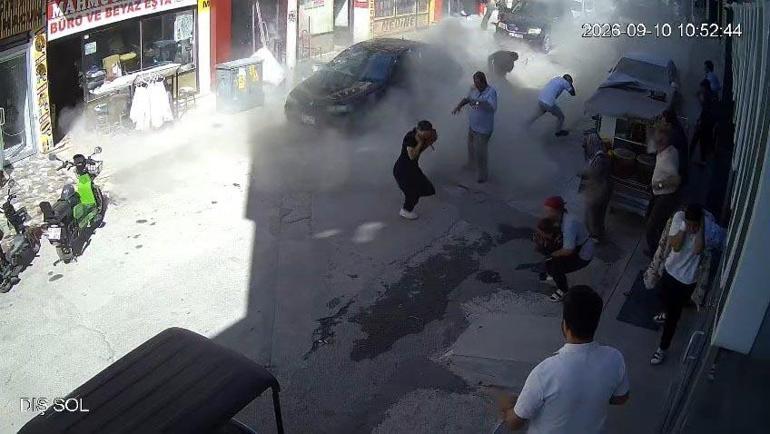 Konyada iş yerinde patlama anı kamerada