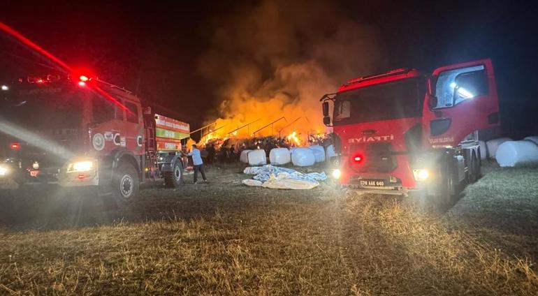 3 bin balya ot yandı, 10 ton buğday kurtarıldı