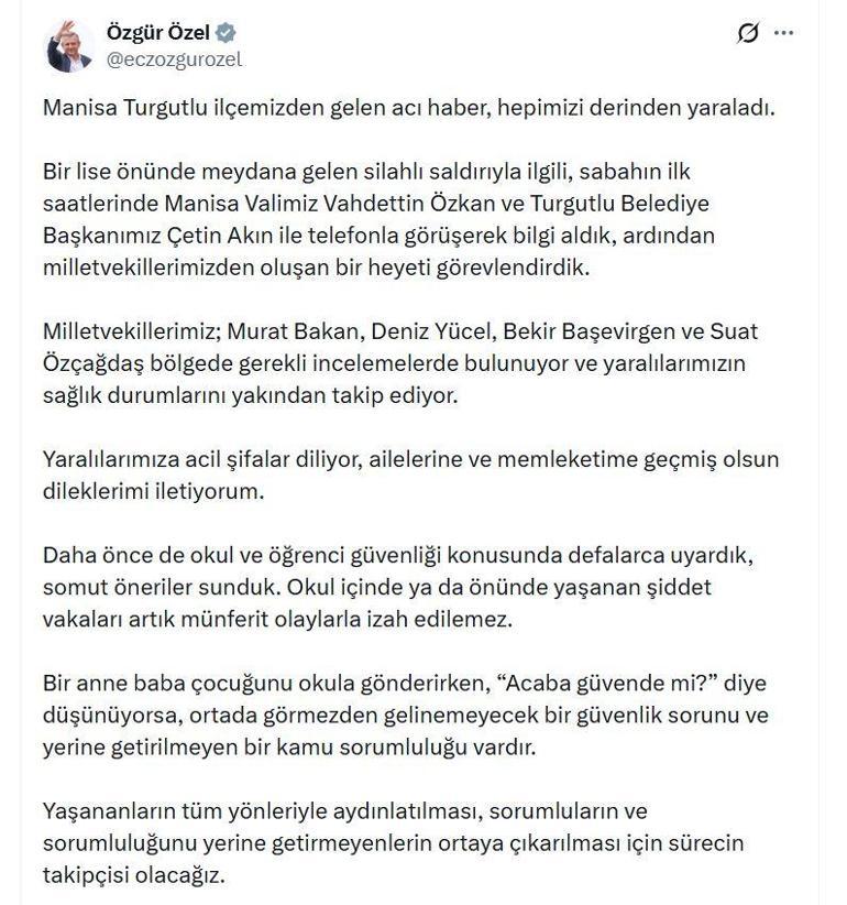 Özgür Özel: Ortada görmezden gelinemeyecek bir güvenlik sorunu var