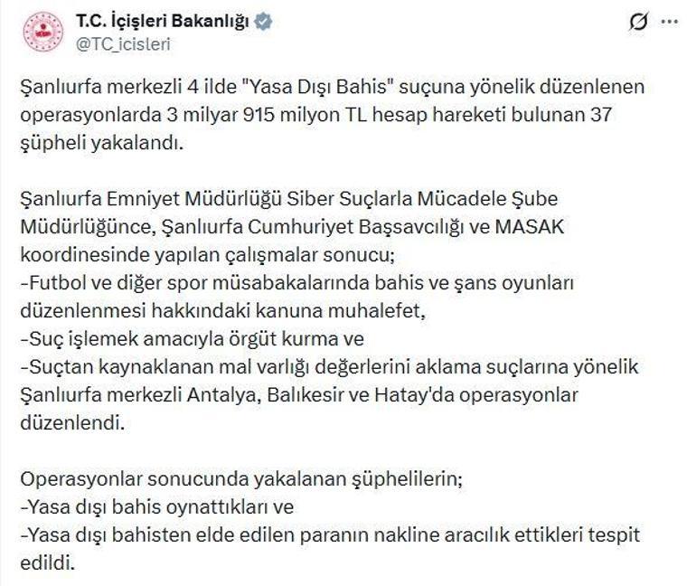 4 ilde yasa dışı bahis operasyonu: 37 gözaltı