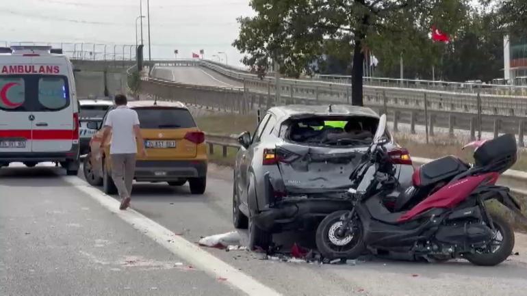Tuzla TEM Otoyolu’nda emniyet şeridinde duran otomobile çarpan motosikletli polis yaralandı