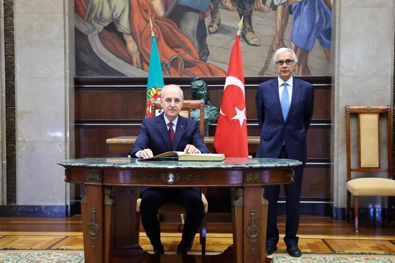 TBMM Başkanı Kurtulmuş, Portekizde mevkidaşı Aguiar-Branco ile görüştü