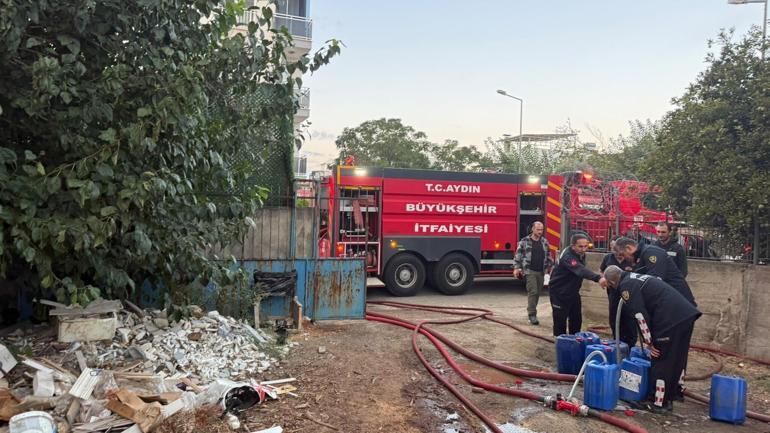 Aydında odun deposunda yangın
