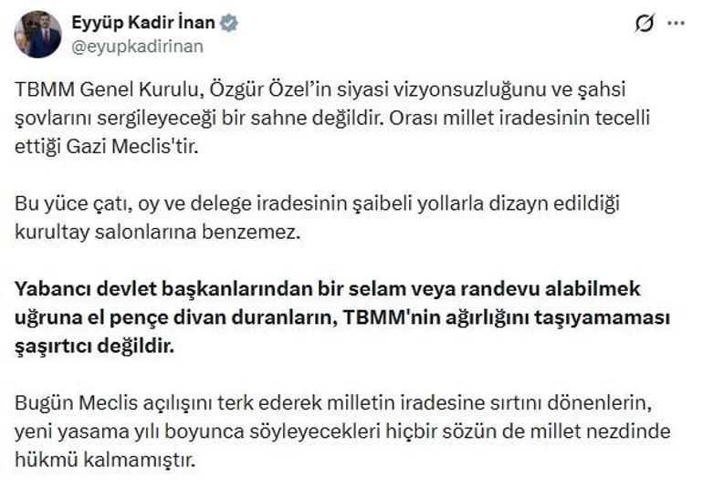AK Partili İnan: Milletin iradesine sırtını dönenlerin, millet nezdinde hükmü kalmamıştır