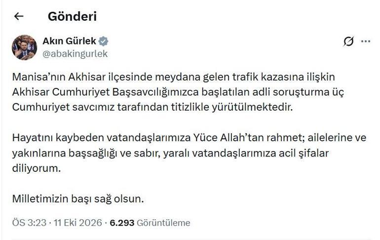 Manisada tur otobüsü ve TIRın çarpıştığı kazada 11 ölü, 26 yaralı