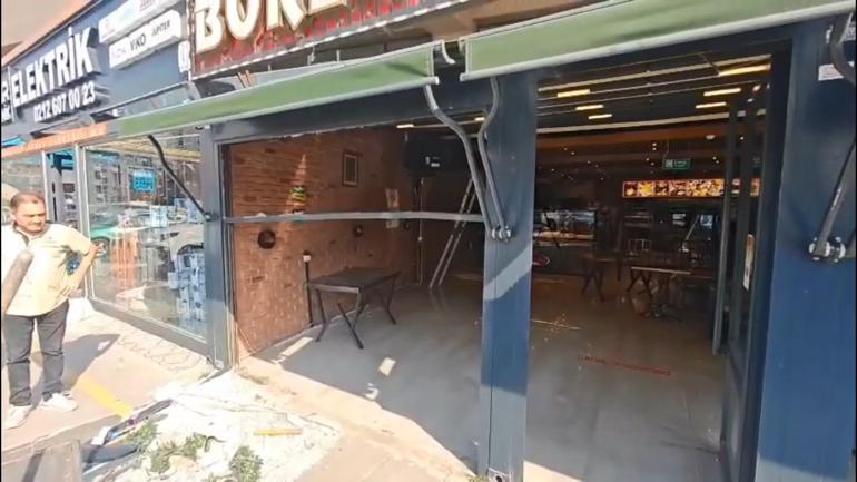 Esenyurtta otomobil park halindeki araca çarpıp börekçiye girdi