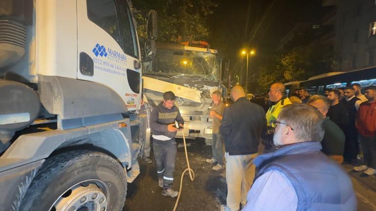Avcılar’da yokuşta kayan beton pompası park halindeki 7 araca çarptı