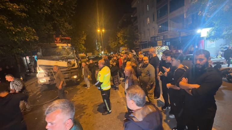 Avcılar’da yokuşta kayan beton pompası park halindeki 7 araca çarptı