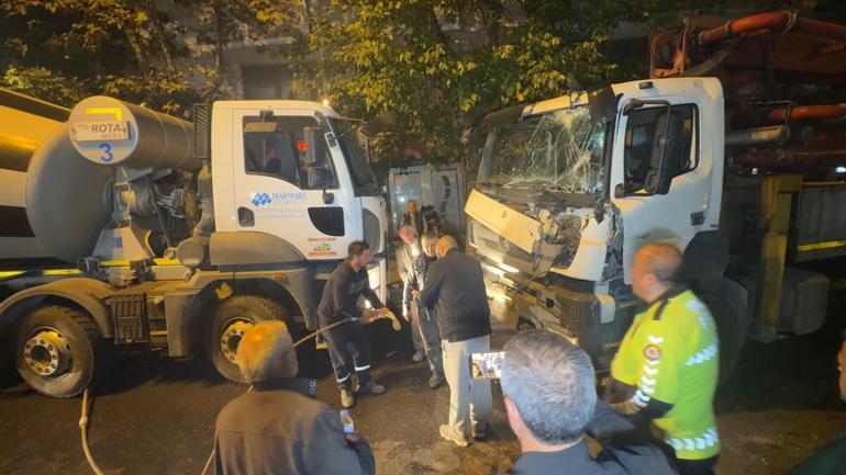 Avcılar’da yokuşta kayan beton pompası park halindeki 7 araca çarptı