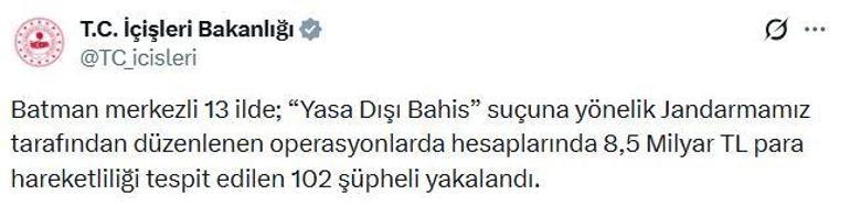 13 ilde yasa dışı bahis operasyonları: 102 gözaltı