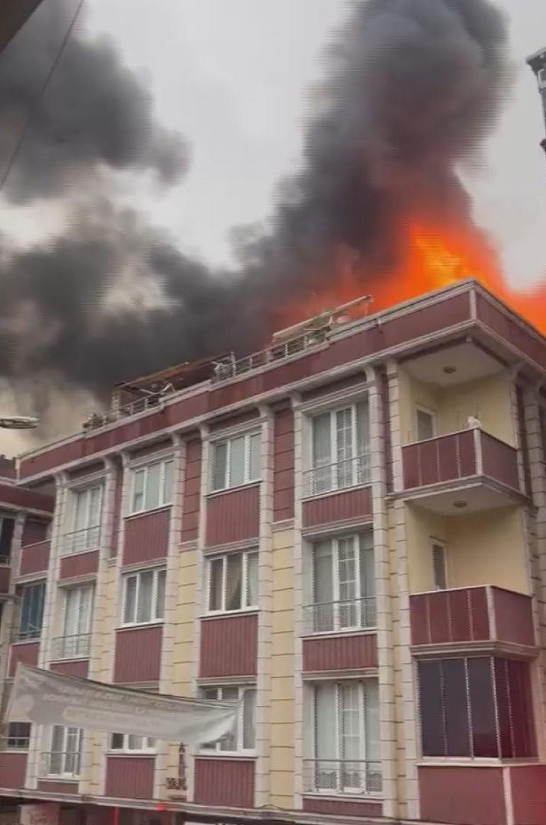 Arnavutköyde 5 katlı binada yangın