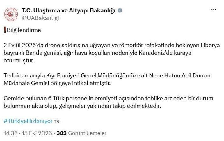 Liberya bayraklı gemi, Karadenizde karaya oturdu