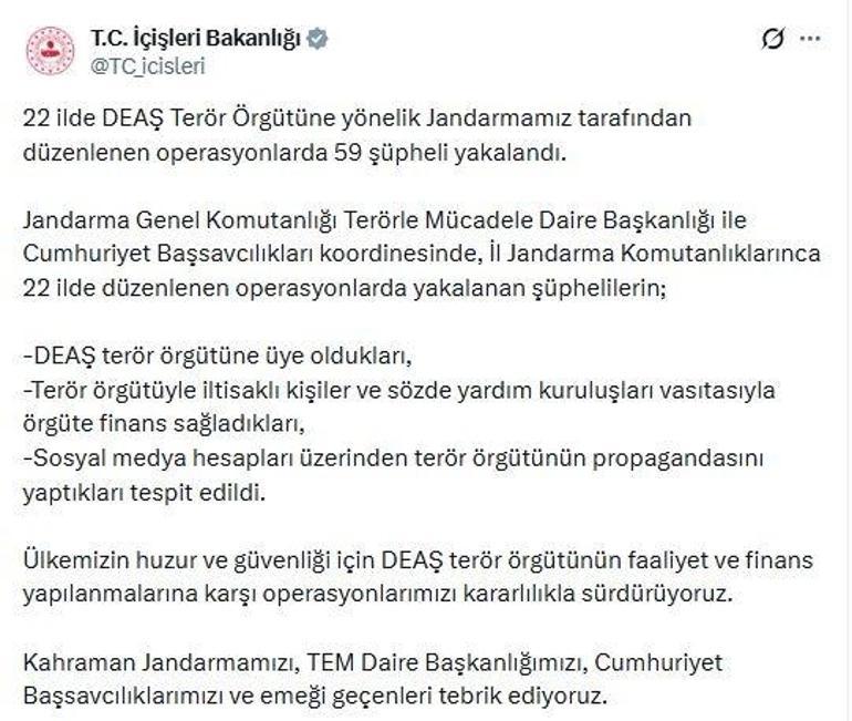 22 ilde DEAŞ operasyonları: 59 gözaltı