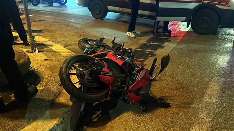 İki motosikletin çarpıştığı kazada 1 yaralı; o anlar kamerada