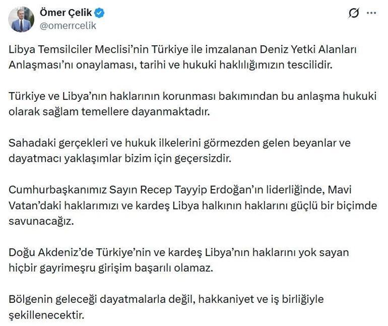 AK Partili Çelik: Deniz Yetki Alanları Anlaşmasının onaylanması, tarihi ve hukuki haklılığımızın tescilidir