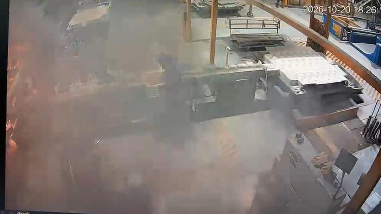 Alüminyum fabrikasındaki patlamanın görüntüleri ortaya çıktı